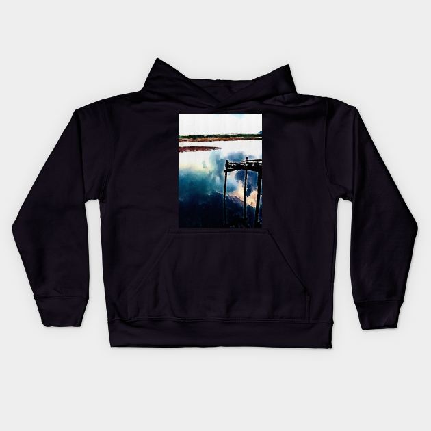 Cloud Reflection Over a lake Kids Hoodie by Banyu_Urip